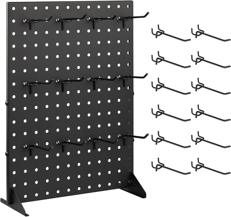 Alffun Pegboard Display Stand with 12 Peg Hooks for Craft Show Display Rack, Metal Merchandise Display Rack for Boutique, Retail Stores, Vendors & Events (17" X 13") - Image 1